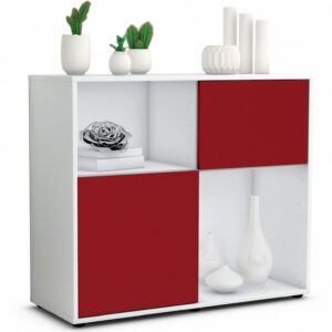 Sideboard Carola | Korpus Weiß | Front in Bordeaux | 92x79x35cm (BxHxT)