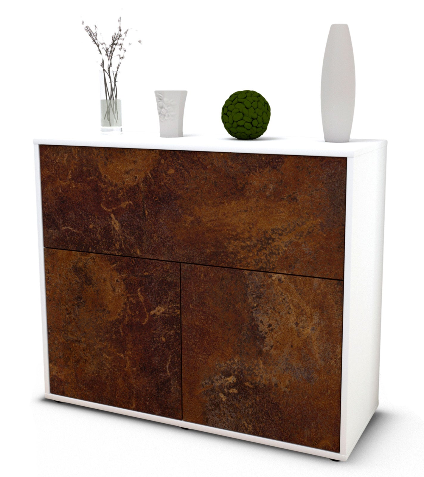 Sideboard Carolin | Korpus Weiß | Front in Rost Optik | 92x79x35cm (BxHxT) 1 Sideboard Carolin | Korpus Weiß | Front in Rost Optik | 92x79x35cm (BxHxT)