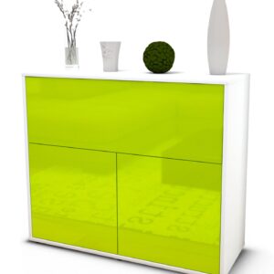 Sideboard Carolin | Korpus Weiß | Front in Hochglanz Grün | 92x79x35cm (BxHxT)