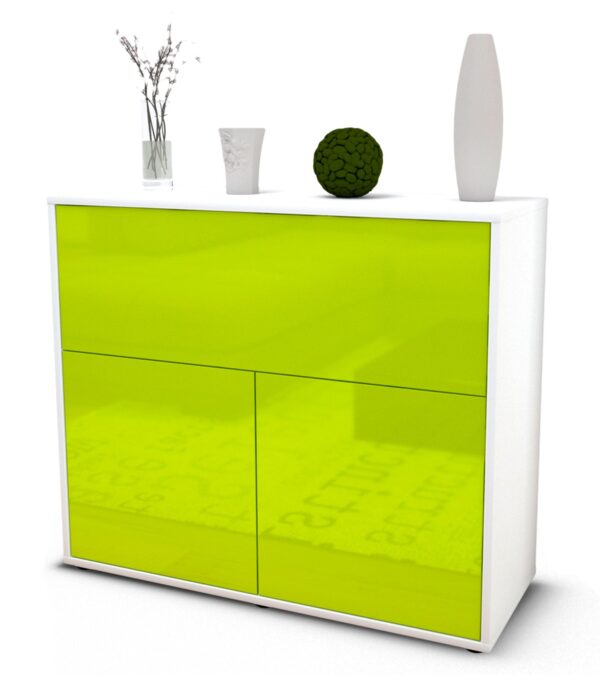 Sideboard Carolin | Korpus Weiß | Front in Hochglanz Grün | 92x79x35cm (BxHxT)