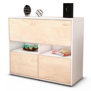 Sideboard Cassandra | Korpus Weiß | Front in Zeder Holz Optik | 92x79x35cm (BxHxT)