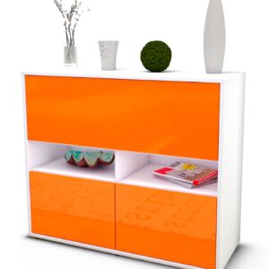 Sideboard Cassandra | Korpus Weiß | Front in Hochglanz Orange | 92x79x35cm (BxHxT)