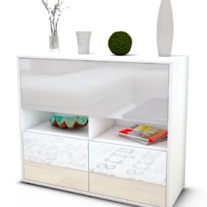 Sideboard Cassandra | Korpus Weiß | Front in Hochglanz Weiß | 92x79x35cm (BxHxT)