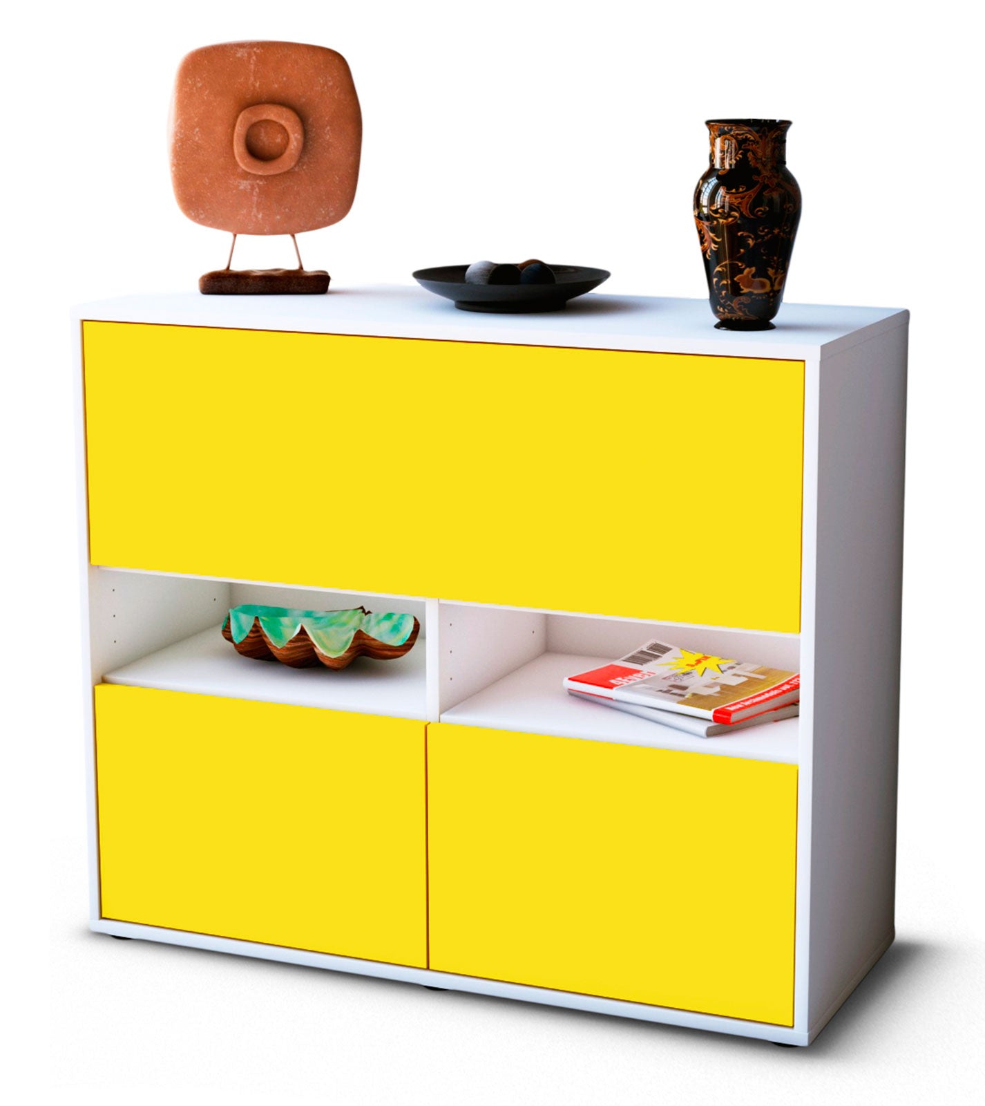 Sideboard Cassandra | Korpus Weiß | Front in Gelb | 92x79x35cm (BxHxT) 1 Sideboard Cassandra | Korpus Weiß | Front in Gelb | 92x79x35cm (BxHxT)