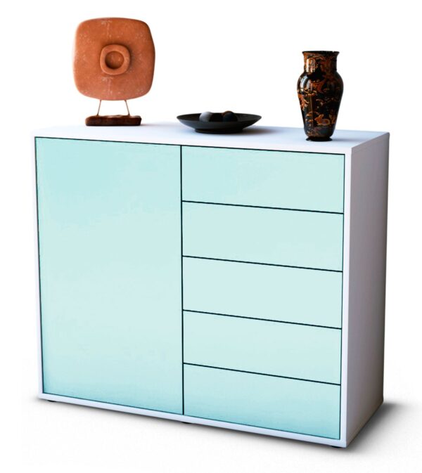 Sideboard Cecilia | Korpus Weiß | Front in Mint | 92x79x35cm (BxHxT)