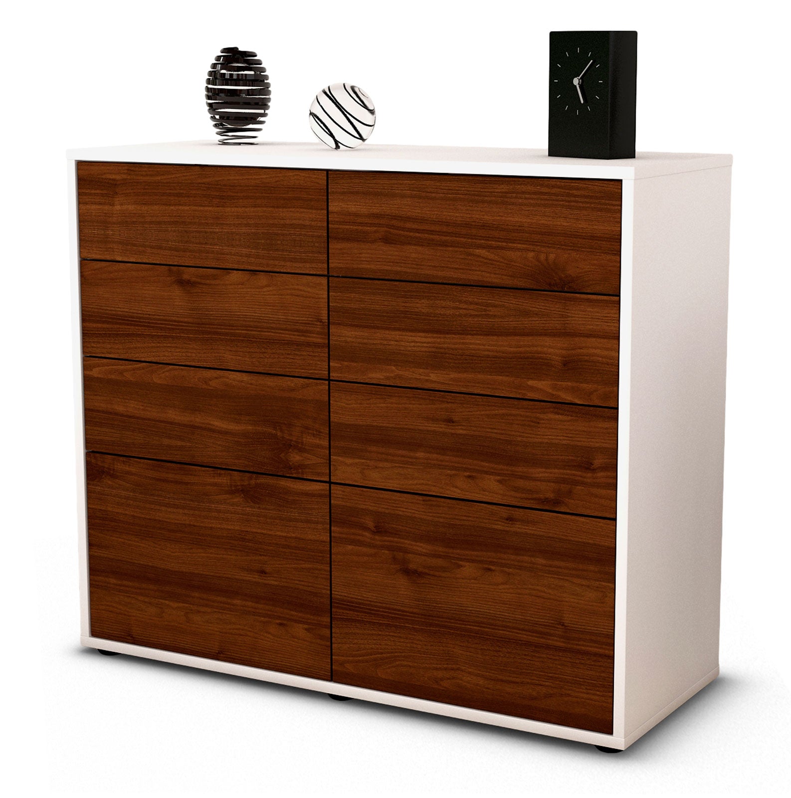 Sideboard Celeste | Korpus Weiß | Front in Walnuss Holz Optik | 92x79x35cm (BxHxT) 1 Sideboard Celeste | Korpus Weiß | Front in Walnuss Holz Optik | 92x79x35cm (BxHxT)