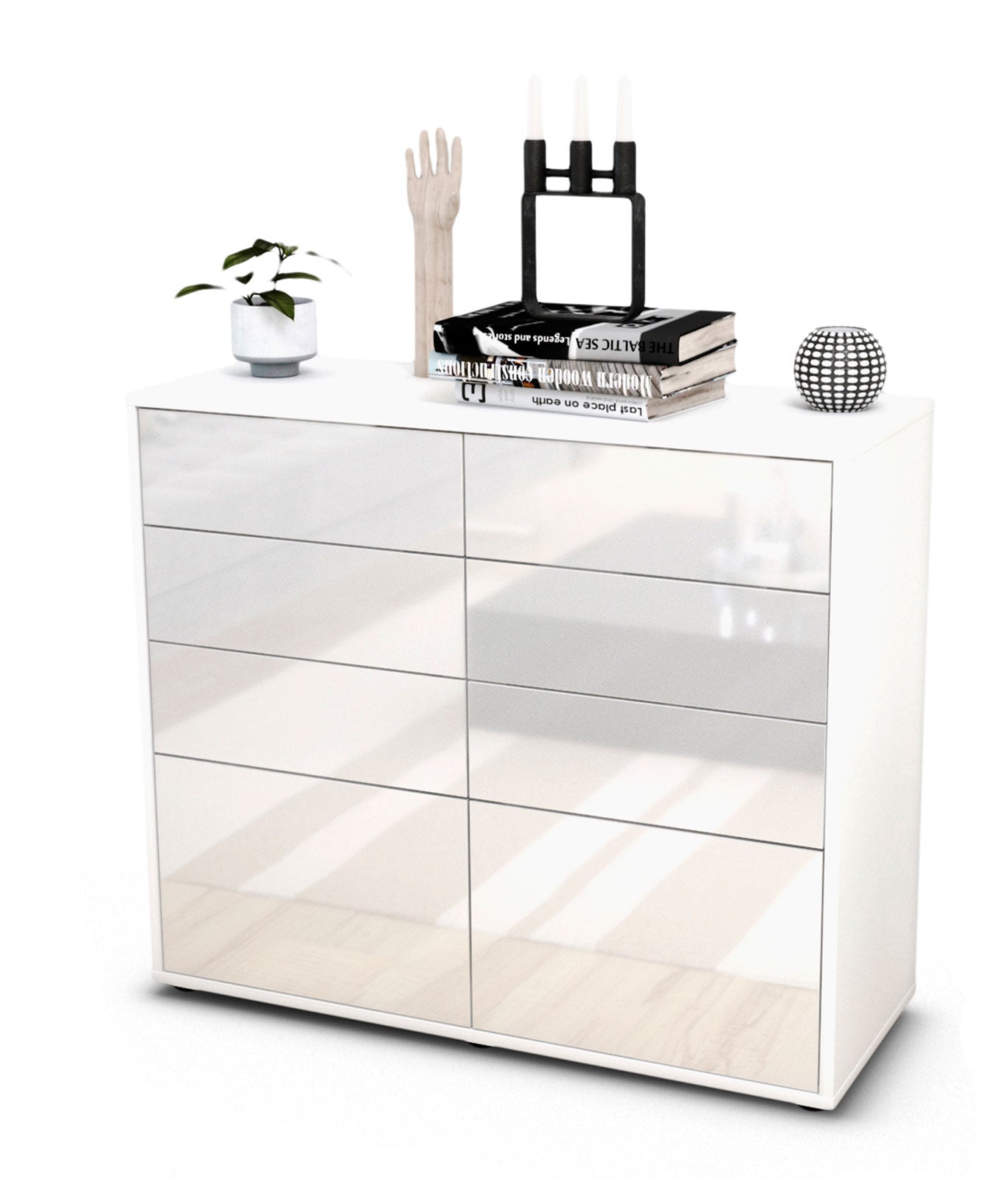 Sideboard Celeste | Korpus Weiß | Front in Hochglanz Weiß | 92x79x35cm (BxHxT) 1 Sideboard Celeste | Korpus Weiß | Front in Hochglanz Weiß | 92x79x35cm (BxHxT)