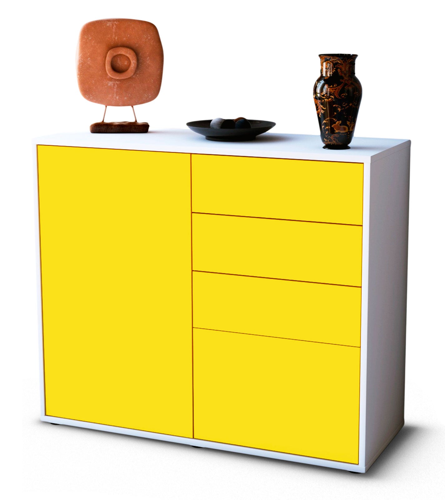 Sideboard Celestina | Korpus Weiß | Front in Gelb | 92x79x35cm (BxHxT) 1 Sideboard Celestina | Korpus Weiß | Front in Gelb | 92x79x35cm (BxHxT)