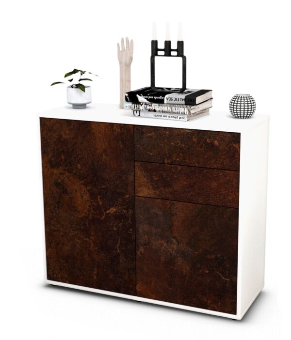 Sideboard Chantal | Korpus Weiß | Front in Rost Optik | 92x79x35cm (BxHxT)