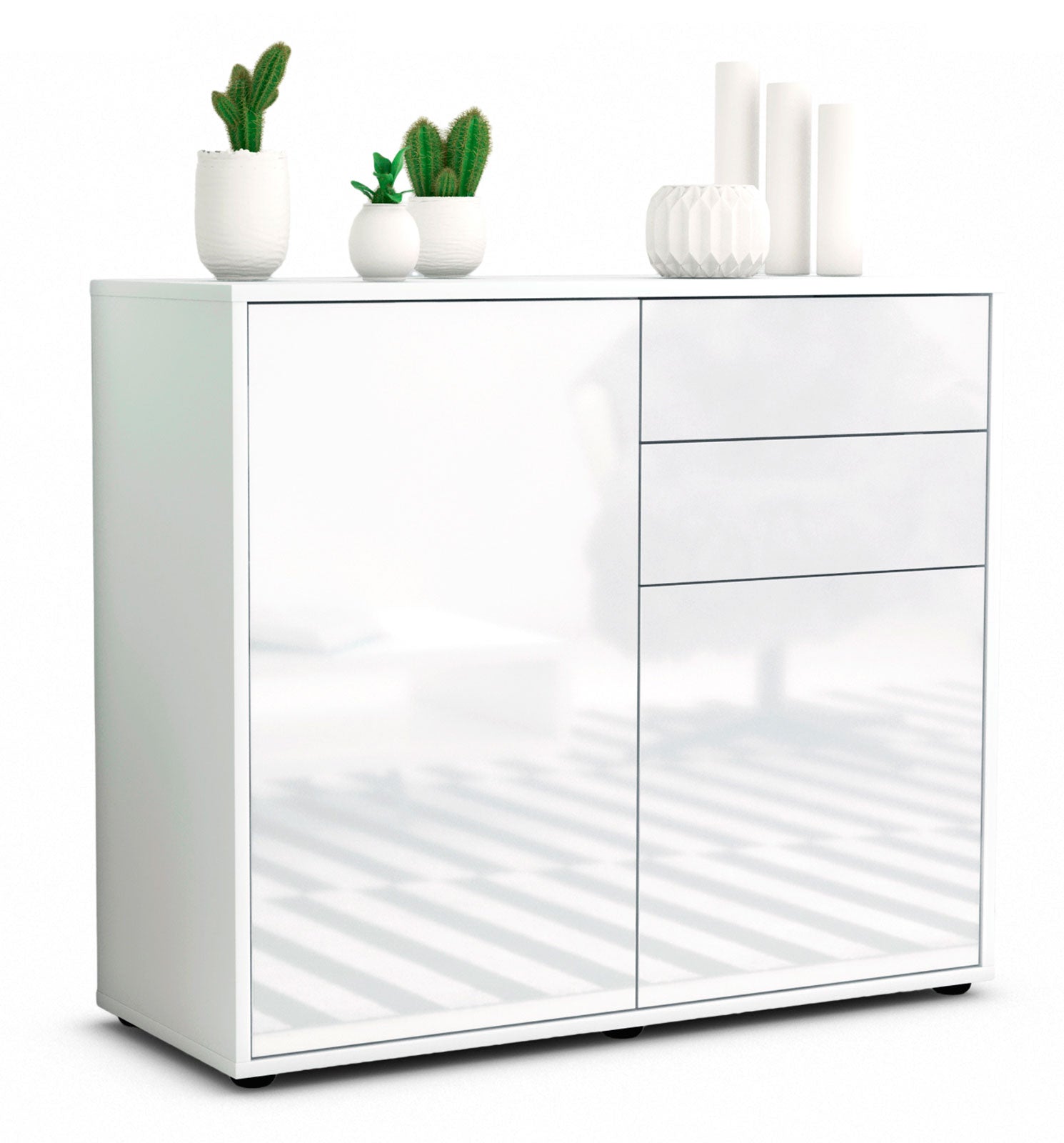Sideboard Chantal | Korpus Weiß | Front in Hochglanz Weiß | 92x79x35cm (BxHxT) 1 Sideboard Chantal | Korpus Weiß | Front in Hochglanz Weiß | 92x79x35cm (BxHxT)