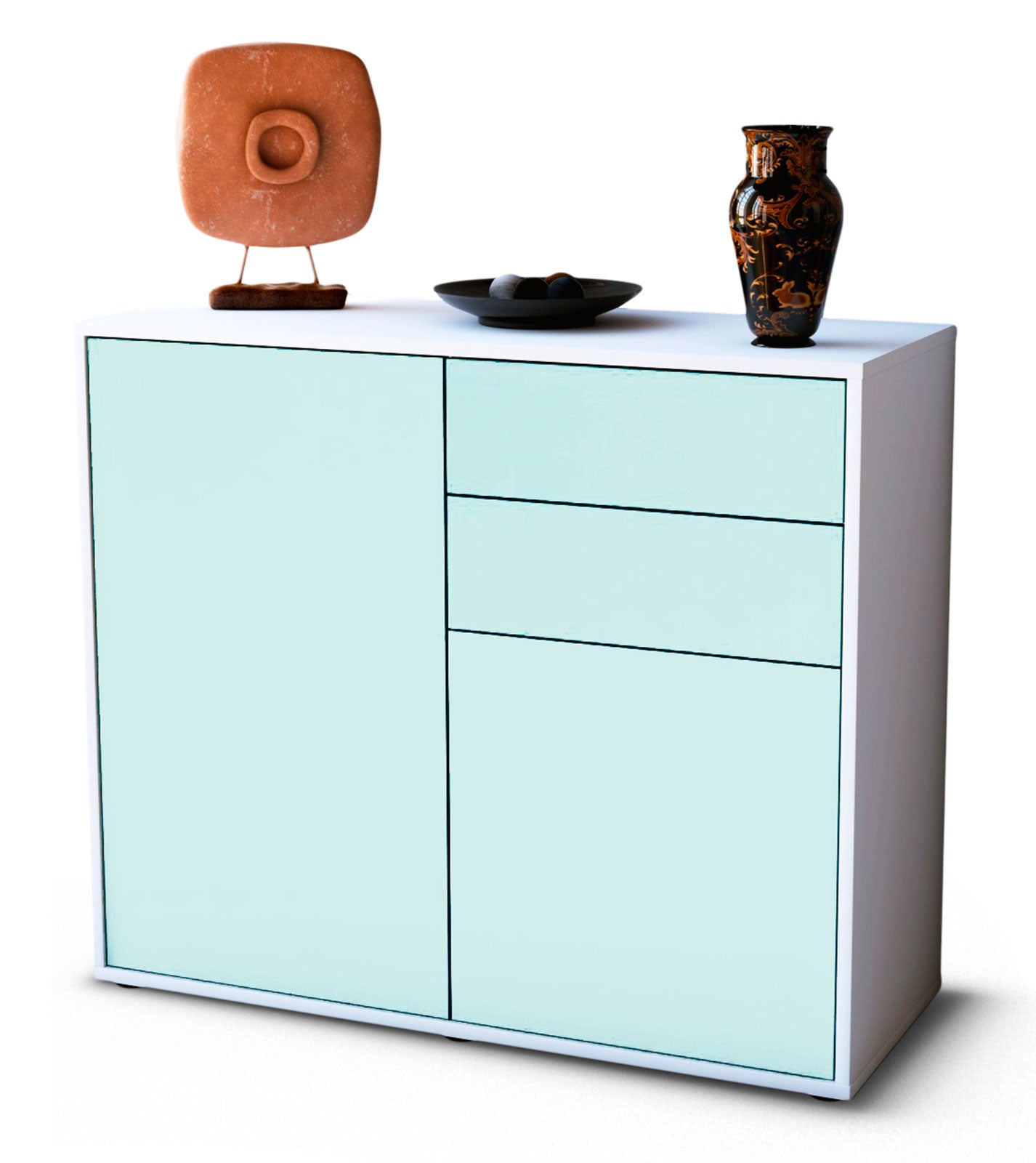 Sideboard Chantal | Korpus Weiß | Front in Mint | 92x79x35cm (BxHxT) 1 Sideboard Chantal | Korpus Weiß | Front in Mint | 92x79x35cm (BxHxT)