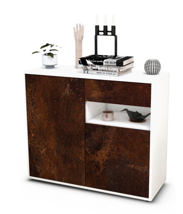 Sideboard Charlotta | Korpus Weiß | Front in Rost Optik | 92x79x35cm (BxHxT)