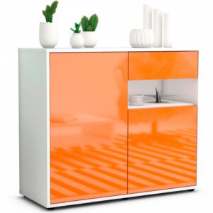 Sideboard Charlotta | Korpus Weiß | Front in Hochglanz Orange | 92x79x35cm (BxHxT)