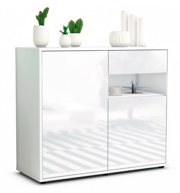 Sideboard Charlotta | Korpus Weiß | Front in Hochglanz Weiß | 92x79x35cm (BxHxT)