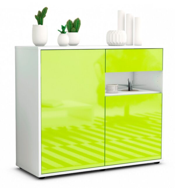 Sideboard Charlotta | Korpus Weiß | Front in Hochglanz Grün | 92x79x35cm (BxHxT)