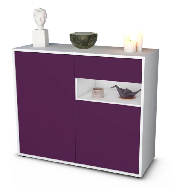 Sideboard Charlotta | Korpus Weiß | Front in Lila | 92x79x35cm (BxHxT)
