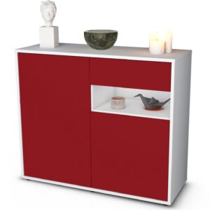 Sideboard Charlotta | Korpus Weiß | Front in Bordeaux | 92x79x35cm (BxHxT)