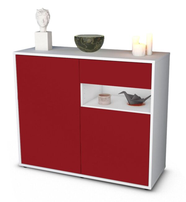 Sideboard Charlotta | Korpus Weiß | Front in Bordeaux | 92x79x35cm (BxHxT)