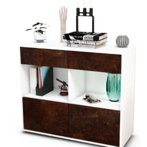 Sideboard Christina | Korpus Weiß | Front in Rost Optik | 92x79x35cm (BxHxT)