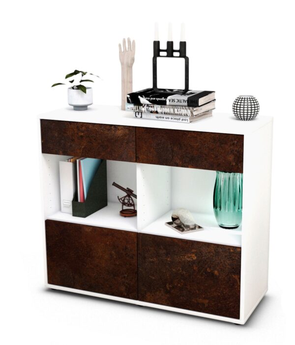 Sideboard Christina | Korpus Weiß | Front in Rost Optik | 92x79x35cm (BxHxT)
