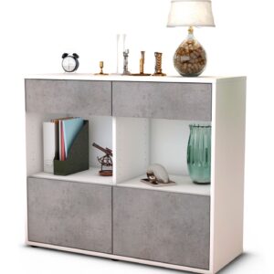 Sideboard Christina | Korpus Weiß | Front in Beton Optik | 92x79x35cm (BxHxT)
