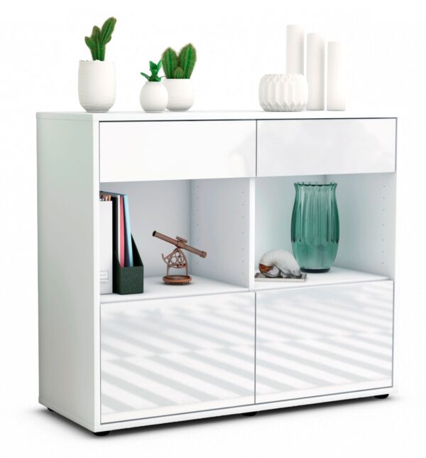 Sideboard Christina | Korpus Weiß | Front in Hochglanz Weiß | 92x79x35cm (BxHxT)