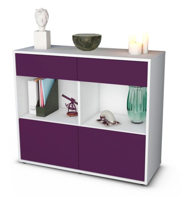 Sideboard Christina | Korpus Weiß | Front in Lila | 92x79x35cm (BxHxT)