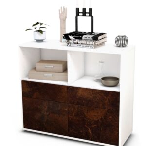 Sideboard Christine | Korpus Weiß | Front in Rost Optik | 92x79x35cm (BxHxT)
