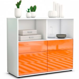 Sideboard Christine | Korpus Weiß | Front in Hochglanz Orange | 92x79x35cm (BxHxT)