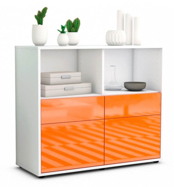 Sideboard Christine | Korpus Weiß | Front in Hochglanz Orange | 92x79x35cm (BxHxT)
