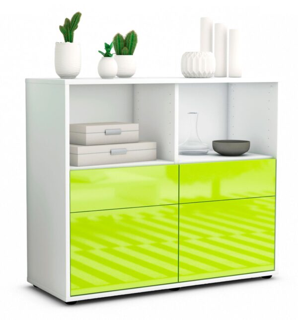 Sideboard Christine | Korpus Weiß | Front in Hochglanz Grün | 92x79x35cm (BxHxT)