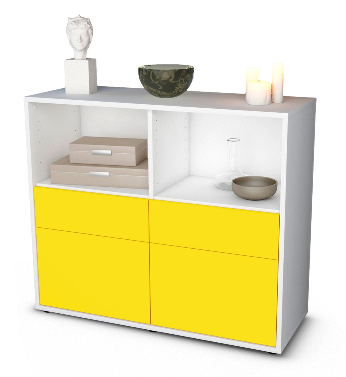 Sideboard Christine | Korpus Weiß | Front in Gelb | 92x79x35cm (BxHxT) 1 Sideboard Christine | Korpus Weiß | Front in Gelb | 92x79x35cm (BxHxT)