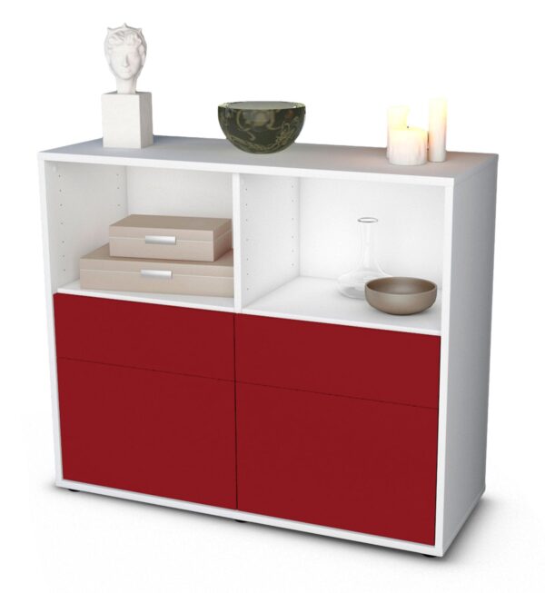 Sideboard Christine | Korpus Weiß | Front in Bordeaux | 92x79x35cm (BxHxT)