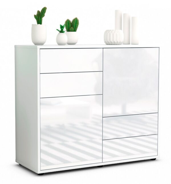 Sideboard Ciara | Korpus Weiß | Front in Hochglanz Weiß | 92x79x35cm (BxHxT)
