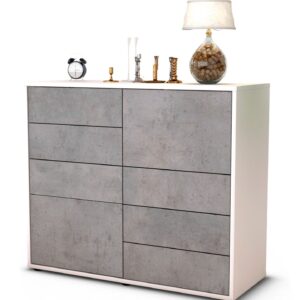 Sideboard Circe | Korpus Weiß | Front in Beton Optik | 92x79x35cm (BxHxT)