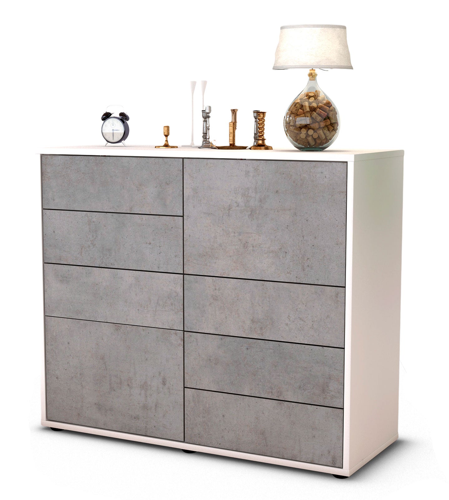 Sideboard Circe | Korpus Weiß | Front in Beton Optik | 92x79x35cm (BxHxT) 1 Sideboard Circe | Korpus Weiß | Front in Beton Optik | 92x79x35cm (BxHxT)