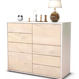 Sideboard Circe | Korpus Weiß | Front in Zeder Holz Optik | 92x79x35cm (BxHxT)