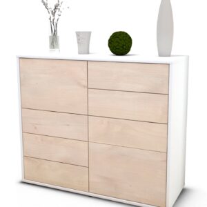 Sideboard Clarissa | Korpus Weiß | Front in Zeder Holz Optik | 92x79x35cm (BxHxT)