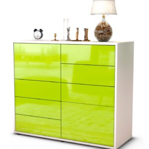 Sideboard Clarissa | Korpus Weiß | Front in Hochglanz Grün | 92x79x35cm (BxHxT)