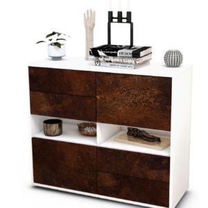 Sideboard Claudia | Korpus Weiß | Front in Rost Optik | 92x79x35cm (BxHxT)