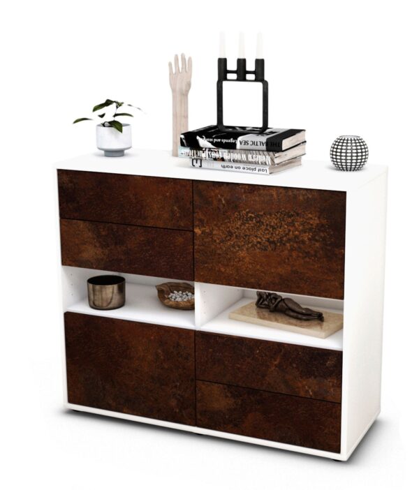 Sideboard Claudia | Korpus Weiß | Front in Rost Optik | 92x79x35cm (BxHxT)