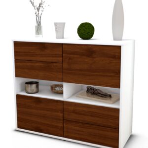 Sideboard Claudia | Korpus Weiß | Front in Walnuss Holz Optik | 92x79x35cm (BxHxT)