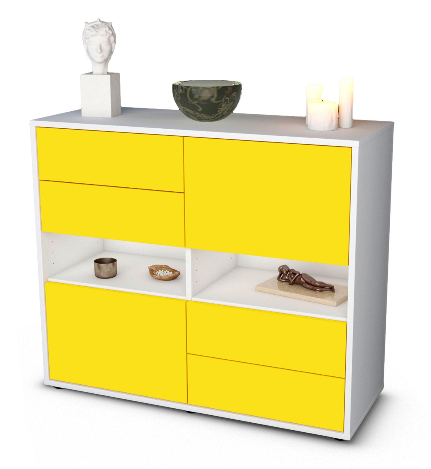 Sideboard Claudia | Korpus Weiß | Front in Gelb | 92x79x35cm (BxHxT) 1 Sideboard Claudia | Korpus Weiß | Front in Gelb | 92x79x35cm (BxHxT)