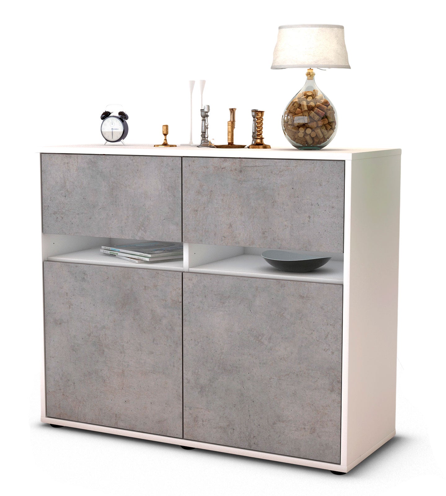 Sideboard Clea | Korpus Weiß | Front in Beton Optik | 92x79x35cm (BxHxT) 1 Sideboard Clea | Korpus Weiß | Front in Beton Optik | 92x79x35cm (BxHxT)