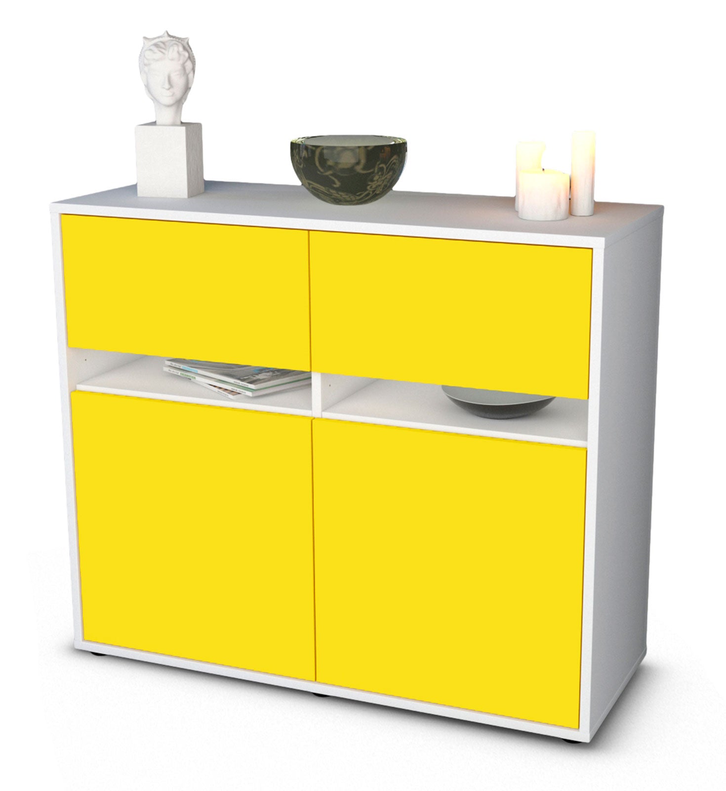 Sideboard Clea | Korpus Weiß | Front in Gelb | 92x79x35cm (BxHxT) 1 Sideboard Clea | Korpus Weiß | Front in Gelb | 92x79x35cm (BxHxT)