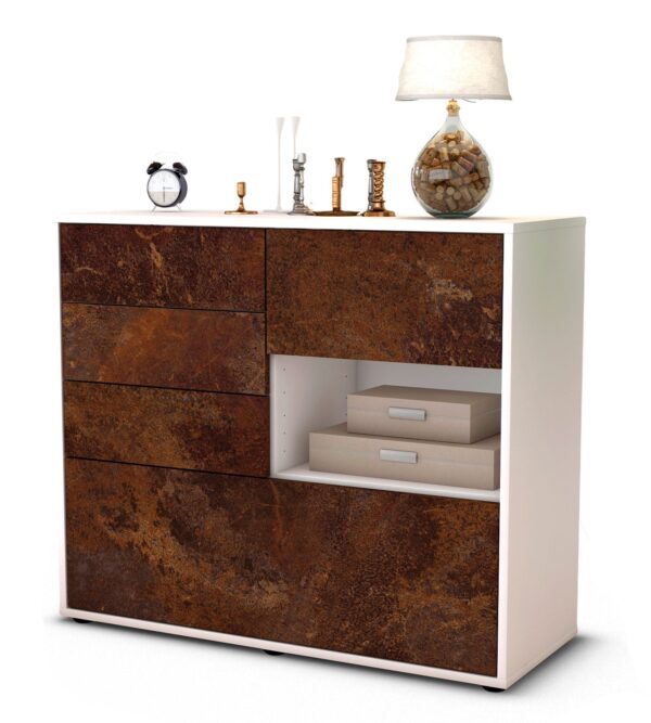Sideboard Coco | Korpus Weiß | Front in Rost Optik | 92x79x35cm (BxHxT)