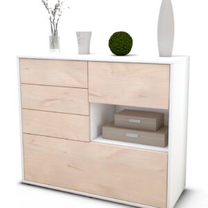 Sideboard Coco | Korpus Weiß | Front in Zeder Holz Optik | 92x79x35cm (BxHxT)