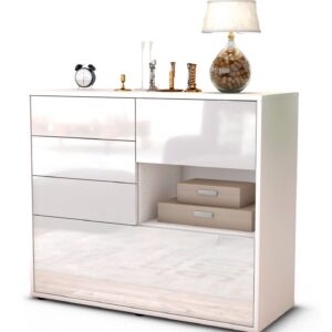 Sideboard Coco | Korpus Weiß | Front in Hochglanz Weiß | 92x79x35cm (BxHxT)