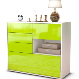Sideboard Coco | Korpus Weiß | Front in Hochglanz Grün | 92x79x35cm (BxHxT)