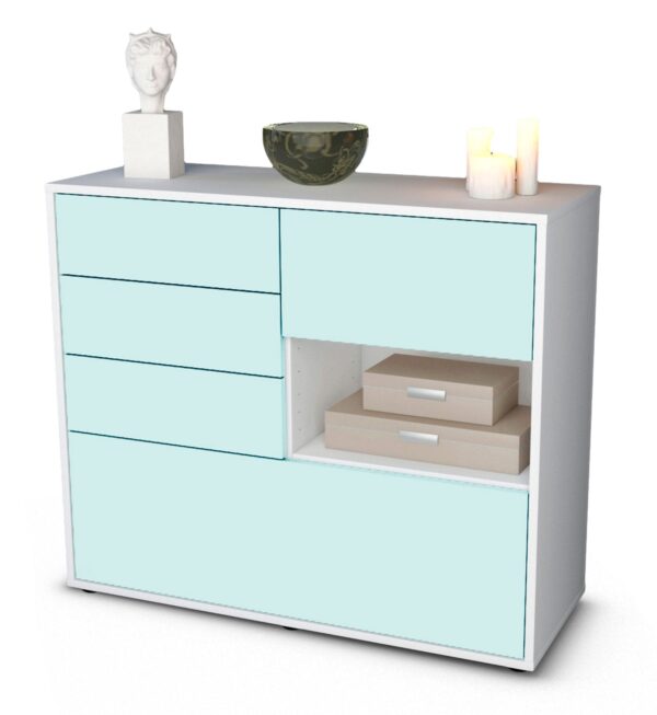 Sideboard Coco | Korpus Weiß | Front in Mint | 92x79x35cm (BxHxT)